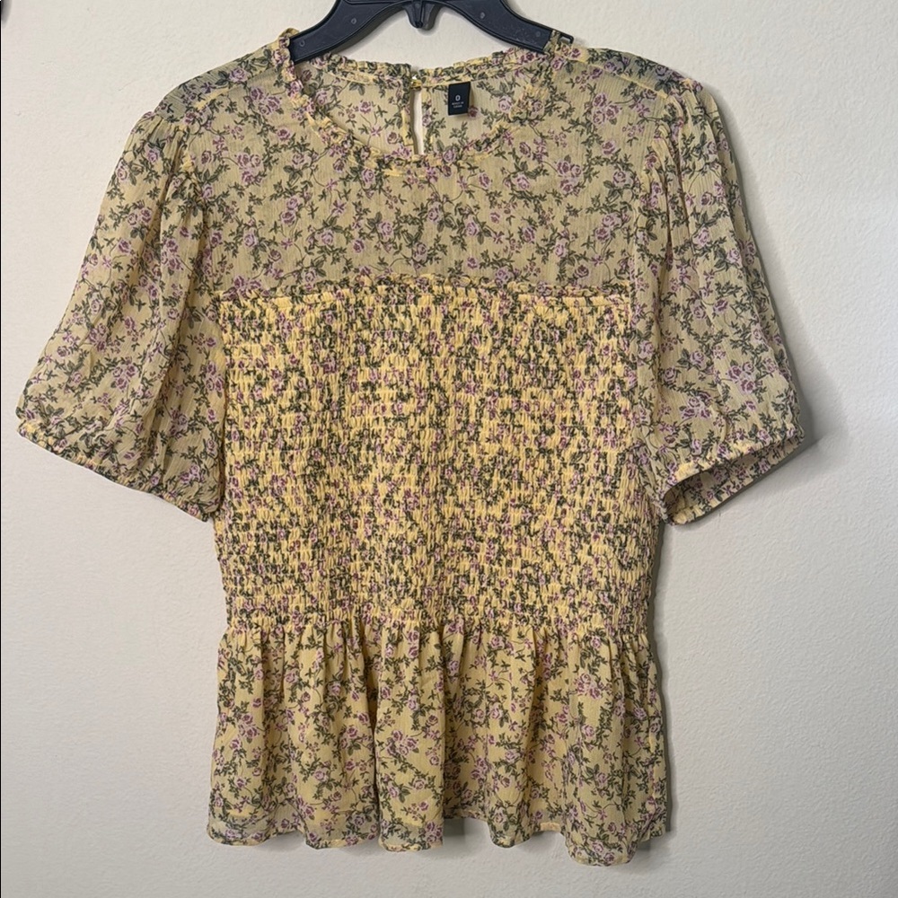 Torrid - Floral Smocked Yellow Top -size 0